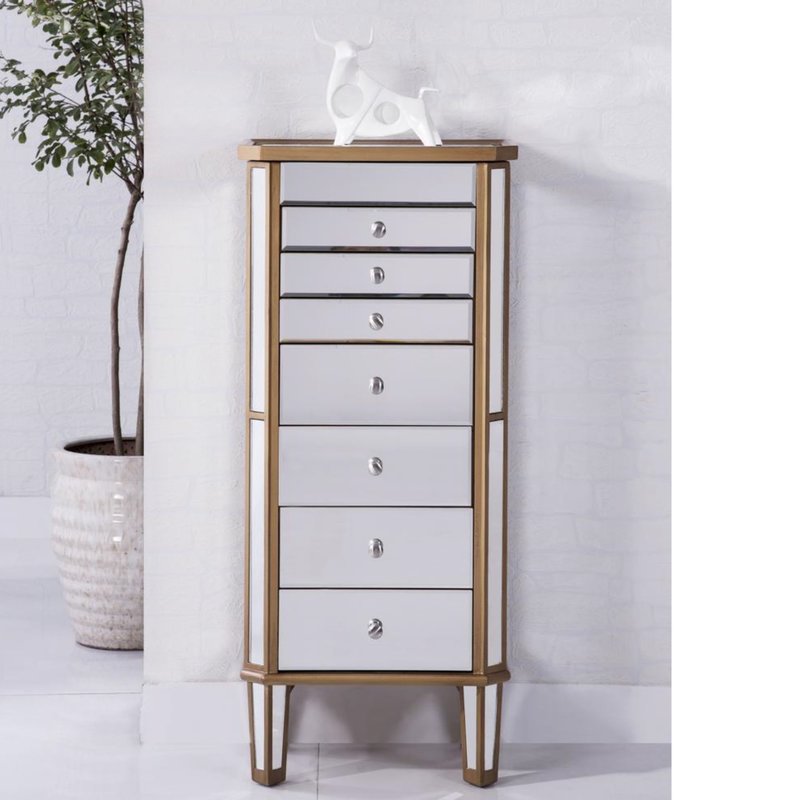 Pollark+Free+Standing+Jewelry+Armoire+with+Mirror